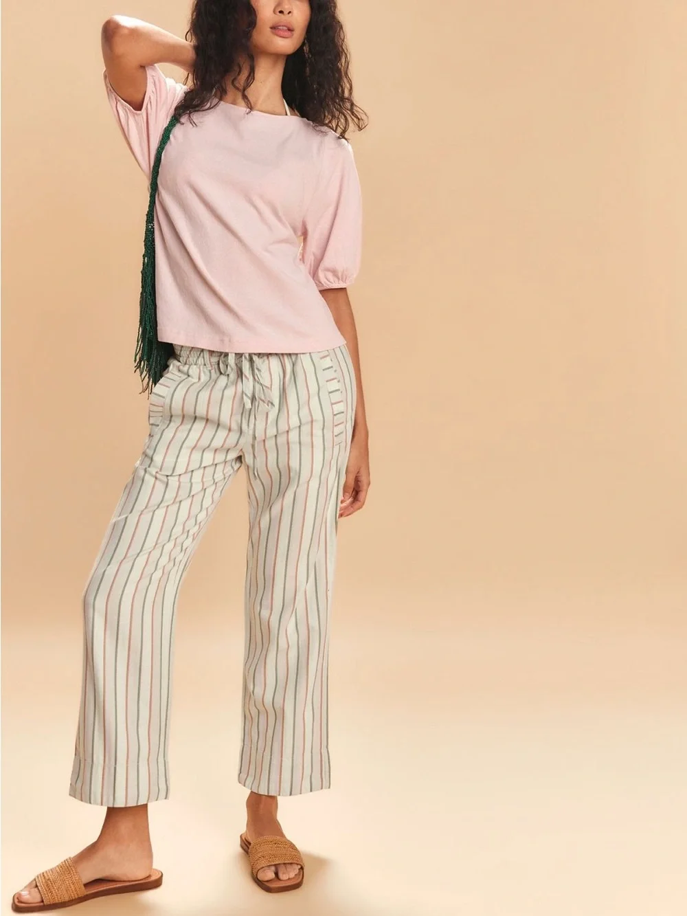 Dottie Top Free People Free-est Collection NWT Primrose Pink Puff Sleeve Cutout